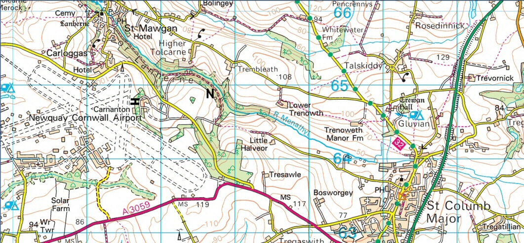 Cornish map showing Nanscuval location